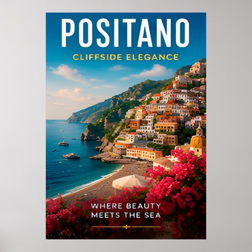🌸 Positano Italy Cliffside Coastal Decor 🌊