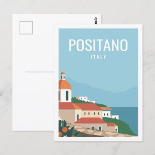 Positano Italy Famous Travel Place Illustration Postcard