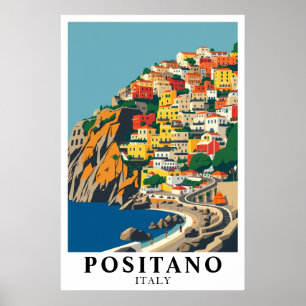 Positano Italy Mediterranean Vintage Travel Art Poster