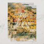 Positano Italy summer wedding save the date card (Front/Back)