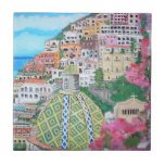 Positano, Italy tile<br><div class="desc">Positano is at the center of the famous Amalfi Coast and south of Naples. The view of Positano from the beach is unique and offers a perspective of just how precarious some of these buildings are as they cling to the side of the mountain, taking up every square inch of...</div>