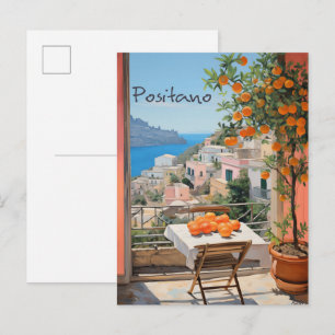 Positano Italy Travel City Painting Aesthetic Postcard