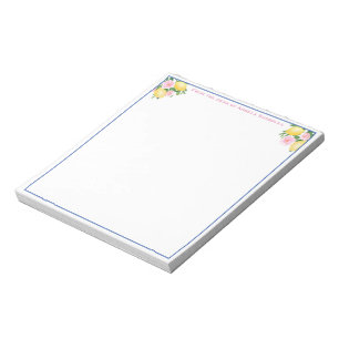 Positano Lemon Pink Floral Personalized With Name Notepad