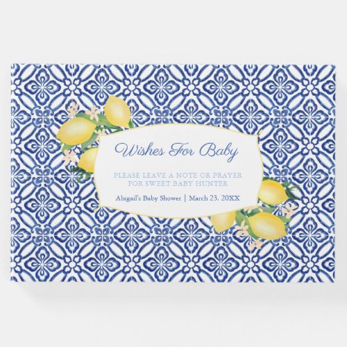 Positano Lemons Blue Tiles Wishes For Baby Boy Guest Book