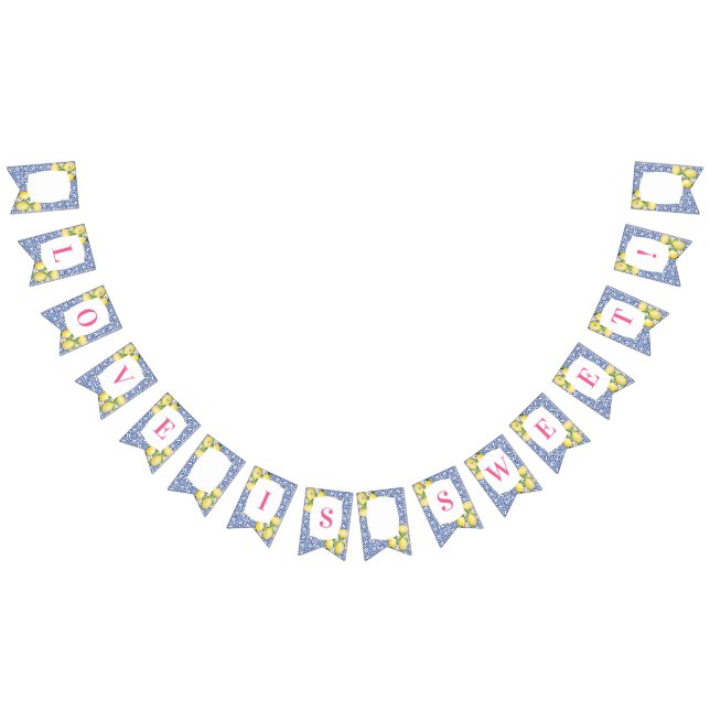 Positano Lemons Blue White Tile Shower Birthday Bunting Flags (All)