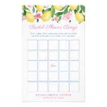 Positano Lemons Bridal Shower Bingo Game Card Flyer