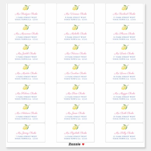 Positano Lemons Guest Envelope Address Labels