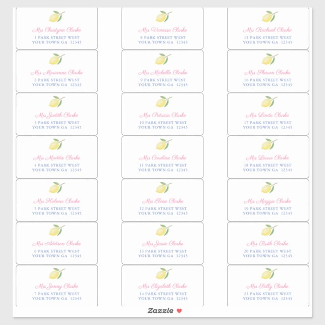 Positano Lemons Guest Envelope Address Labels (Sheet)