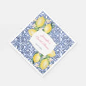 Positano Lemons Italian Blue Tiles Bridal Shower Napkins (Corner)