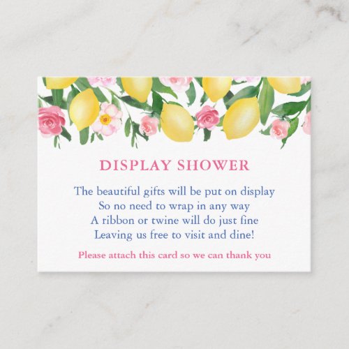 Positano Lemons Pink Blue Text Display Shower Enclosure Card