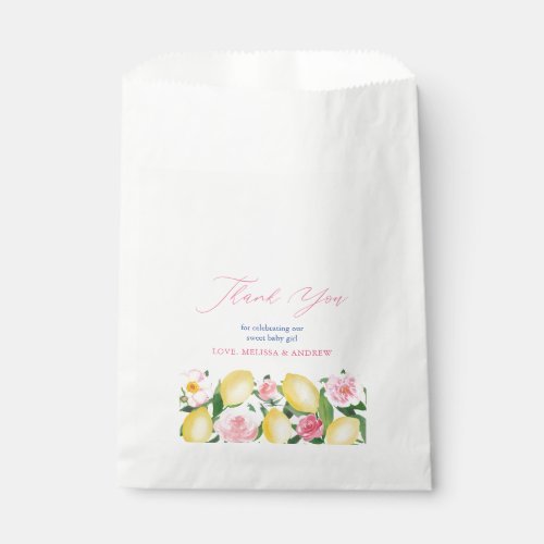 Positano Lemons Pink Floral Wedding Favor Bag