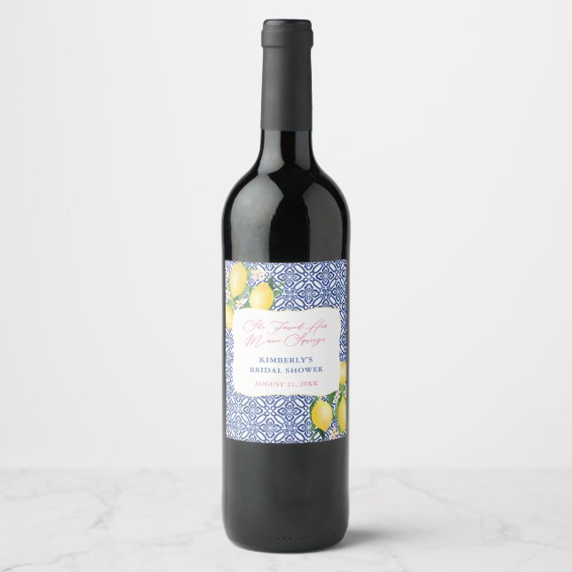 Positano Main Squeeze Sit-Down Bridal Shower Lunch Wine Label (Front)