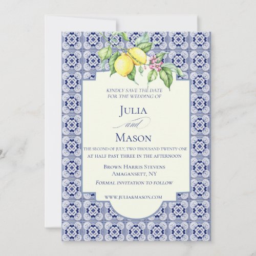 Positano Tile Coll Elegant Wedding Save The Date