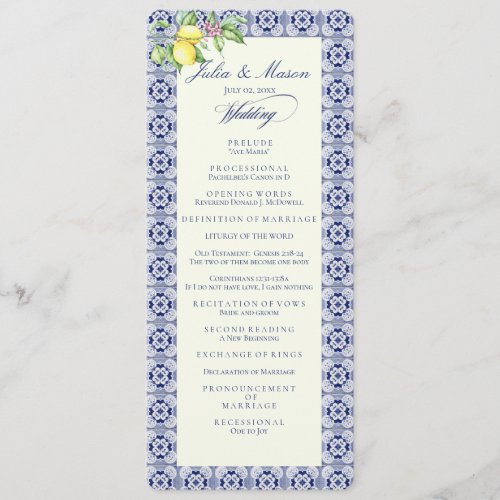 Positano Tile Coll  Wedding Ceremony Program