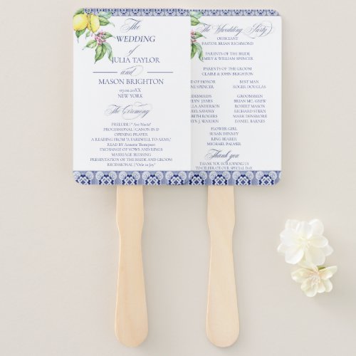 Positano Tile Coll  Wedding Program Hand Fan