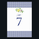 Positano Tile Wedding Table Number<br><div class="desc">This simply stylish lemon mosaic tile pattern table number features a modern romantic simple wedding invitation in rustic minimalist typography and vintage hand lettered style. These table numbers are sure to add some elegance to your reception, party or event. Perfect for: Weddings, Events, Engagement Party, Rehearsal Dinner, Anniversary Party, Bridal...</div>