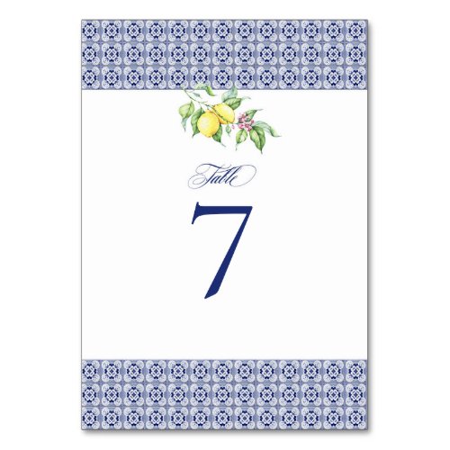 Positano Tile Wedding Table Number
