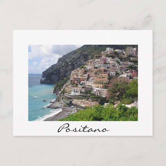Positano town at the Amalfi coast white postcard (Front)