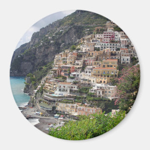 Positano village at the Amalfi coast round magnet