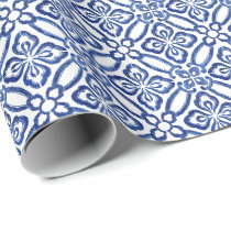 Positano Vintage Italian Blue White Tiles Pattern Wrapping Paper