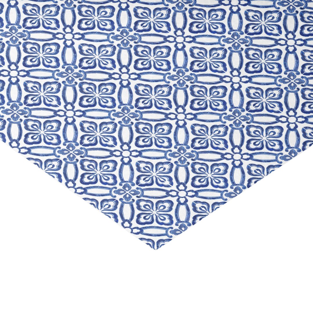 Positano Vintage Mediterranean Blue White Tiles Tissue Paper | Zazzle
