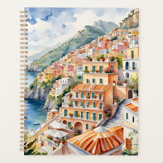 Positano: Watercolor Charm Italy's Amalfi Coast Planner (Front)
