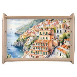 Positano: Watercolor Charm Italy's Amalfi Coast Serving Tray