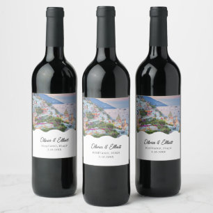 Positano Wedding Favor Personalized Wine Label