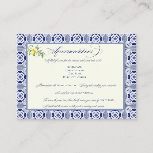 Positano  Wedding Tile Accommodations Card