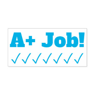 Positive "A+ Job!" Teacher Feedback Rubber Stamp