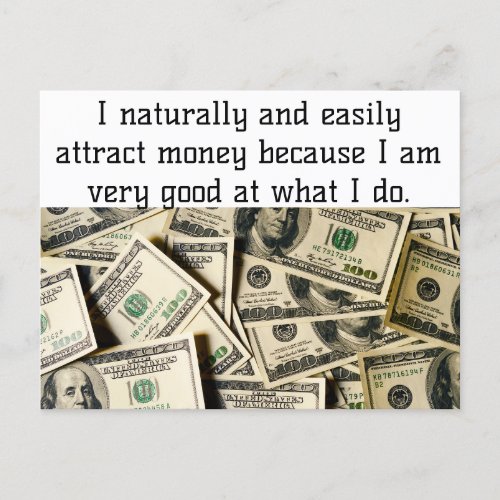 Positive Affirmation _ Attracting Money Postcard