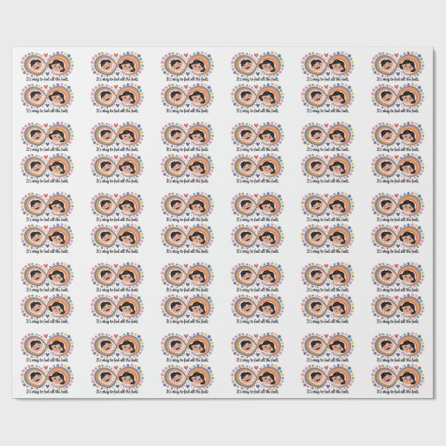 Positive Affirmation Emoji Emotional Mental Health Wrapping Paper (Flat)