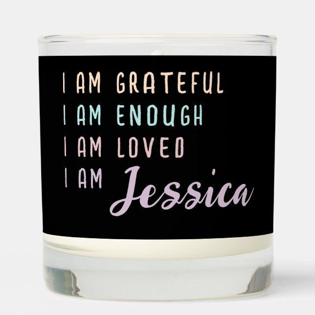 Positive Affirmation Gift Personalized With Name Scented Candle (Front)