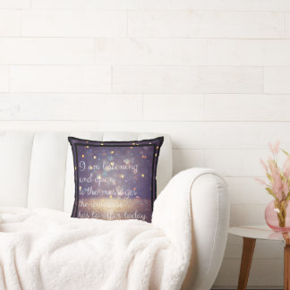 Positive Affirmation Glitter Purple/Gold Throw Pillow