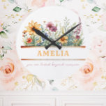 Positive Affirmation Inspirational Floral Custom  Round Clock<br><div class="desc">A beautifully designed custom clock featuring a positive affirmation. Allow these graphics and quotes to inspire and motivate. You may Add a name using the personalization feature.</div>
