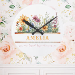 Positive Affirmation Inspirational Floral Custom Round Clock