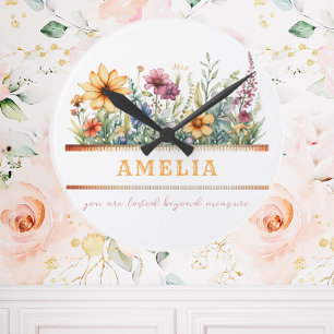 Positive Affirmation Inspirational Floral Custom  Round Clock