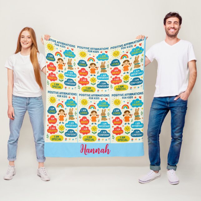 Positive Affirmation Kids– Inspirational Cozy Thro Fleece Blanket (In Situ)