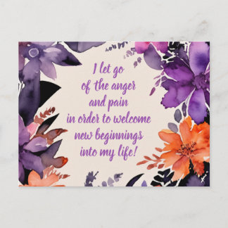 Positive Affirmation Letting Go Of Pain And Anger Postcard