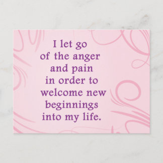 Positive Affirmation Letting Go Of Pain And Anger Postcard