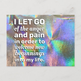 Positive Affirmation Letting Go Of Pain And Anger  Postcard