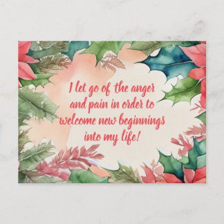 Positive Affirmation Letting Go Of Pain And Anger Postcard