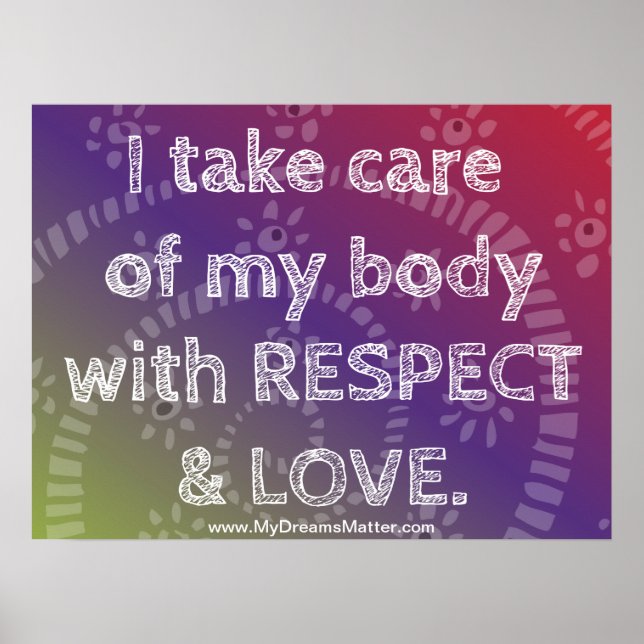 Positive Affirmation Manifest Perfect Body Health Poster (Front)