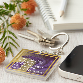 Positive Affirmation Marble Purple/Gold Keychain