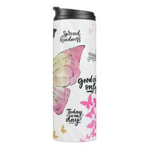 Positive Affirmation Quote Butterflies Floral Thermal Tumbler