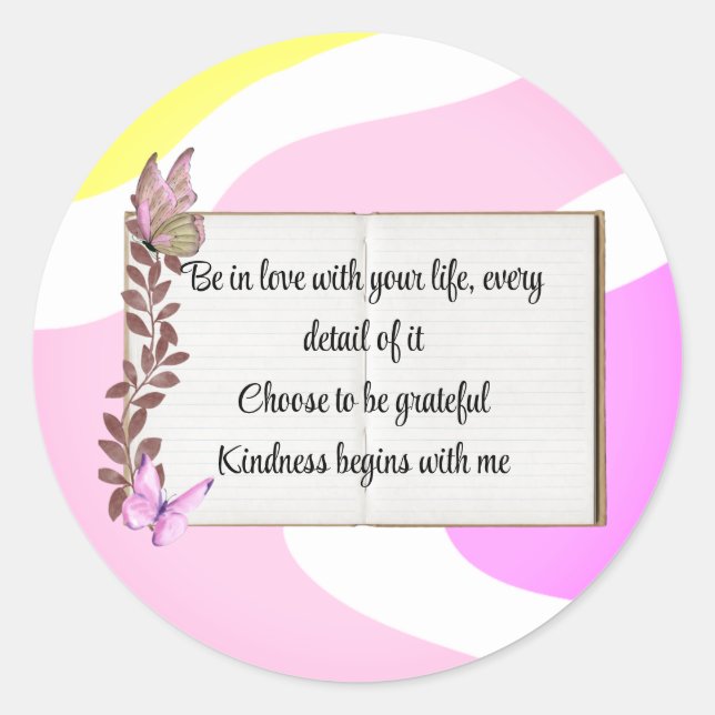 positive affirmation quote classic round sticker (Front)