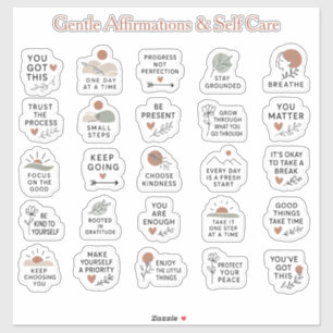 Positive Affirmation Self Care Quotes 25 stickers