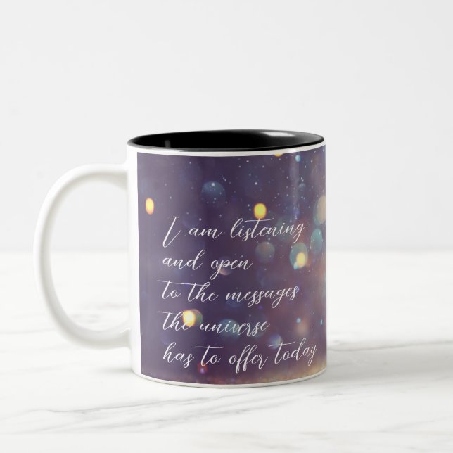 Positive Affirmation Sleek Green/Gold Two-Tone Coffee Mug (Left)