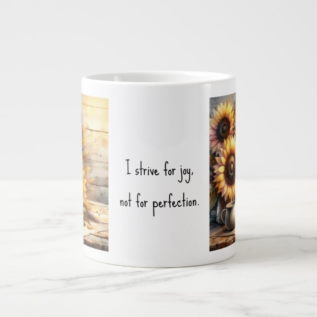 Positive affirmation Sunflowers Watercolor Art Giant Coffee Mug (Front)