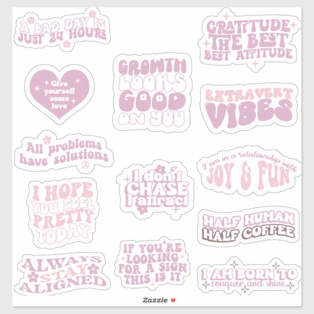 positive affirmation trendy aesthetic retro sticker (Sheet)